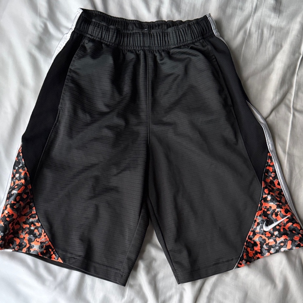 Nike Boy’s Black Shorts with Orange Pattern